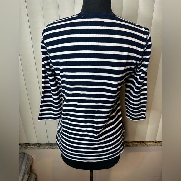 Chaps Preppy Blue and White Knit Top Size Medium - Picture 4 of 5